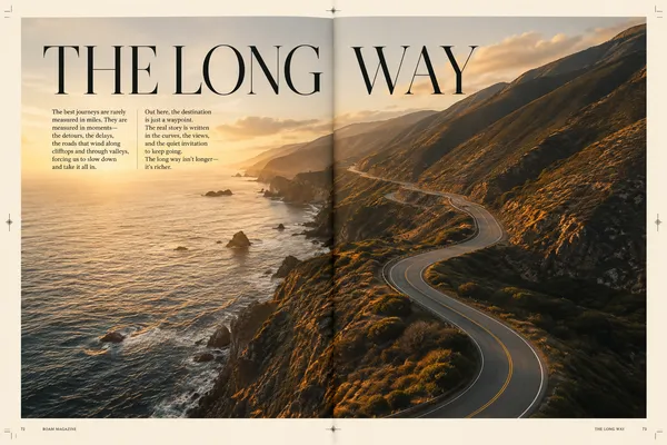 Magazine spread reading The Long Way
